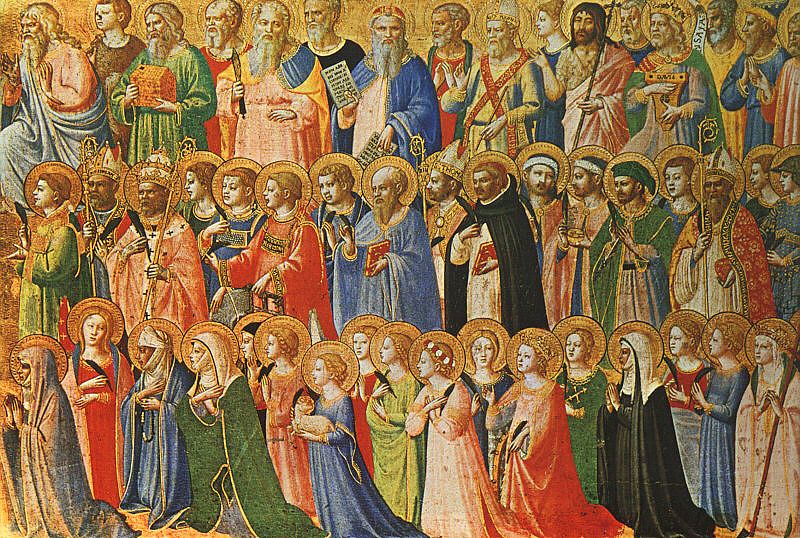 Fra Angelico, The Forerunners of Christ with Saints and Martyrs, classical painting of the saints in glory (public domain)