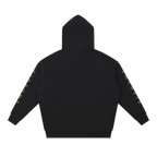 SIGNUMX Essential Hoodie in black, back view with SIGNUMX sleeve print