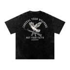 Black Conceal Your Weapons Catholic Shirt, back print with dove and rifle