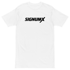 White SIGNUMX logo Catholic shirt, Sign of the Cross chest print