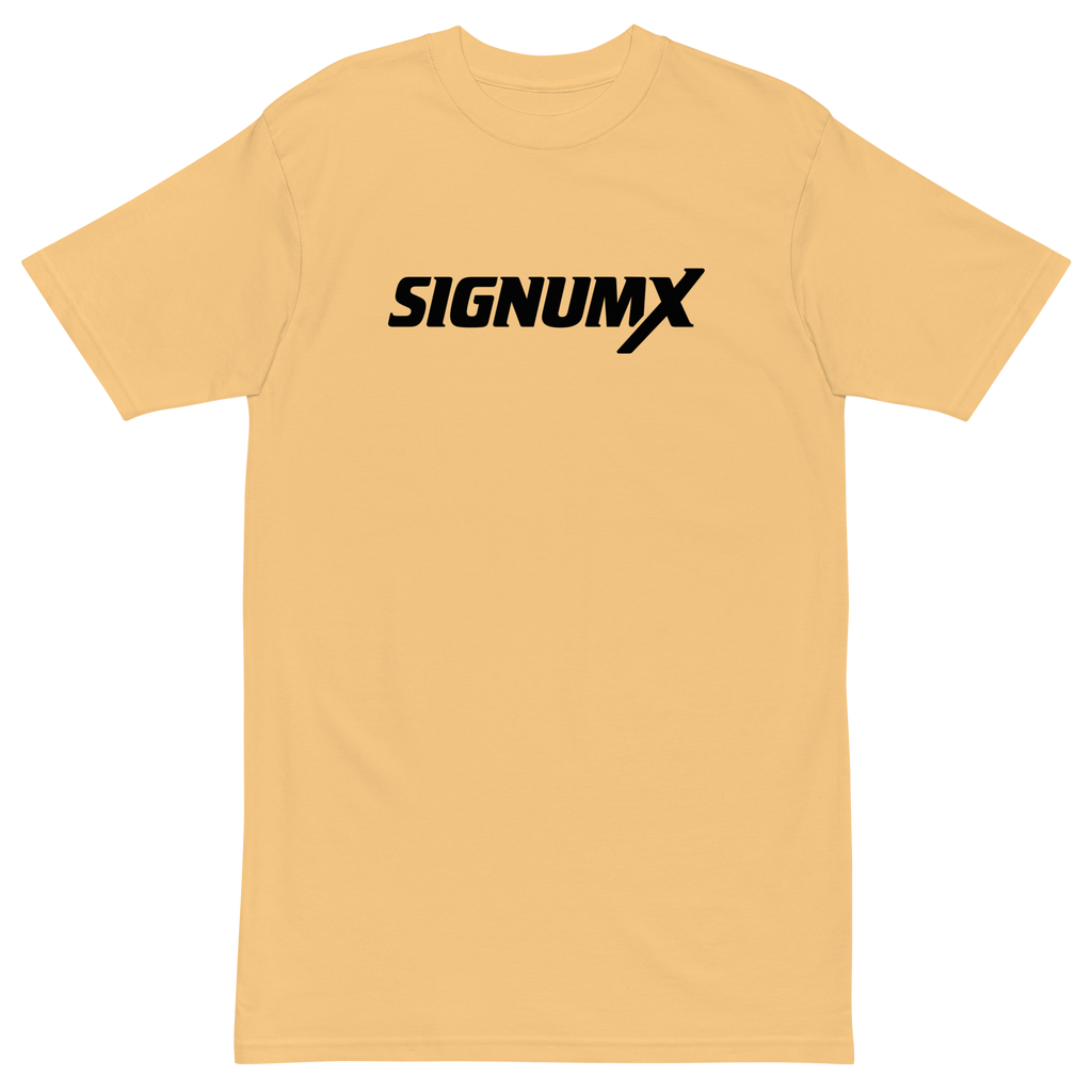 Gold SIGNUMX logo Catholic shirt, Sign of the Cross chest print