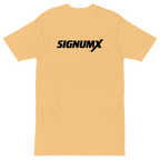 Gold SIGNUMX logo Catholic shirt, Sign of the Cross chest print