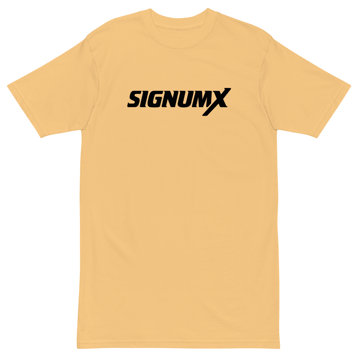 Gold SIGNUMX logo Catholic shirt, Sign of the Cross chest print