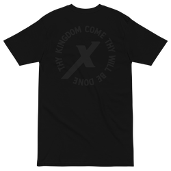 Black Thy Kingdom Come Catholic Shirt, back print with Lord's Prayer seal
