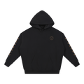 SIGNUMX Essential Hoodie in black, front with small crest on the chest and SIGNUMX on the sleeves