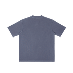 Holy Mary Mother of God | Pray for Us Embroidered Heavyweight Vintage Wash Drop-Shoulder Shirt in Navy Blue - Back
