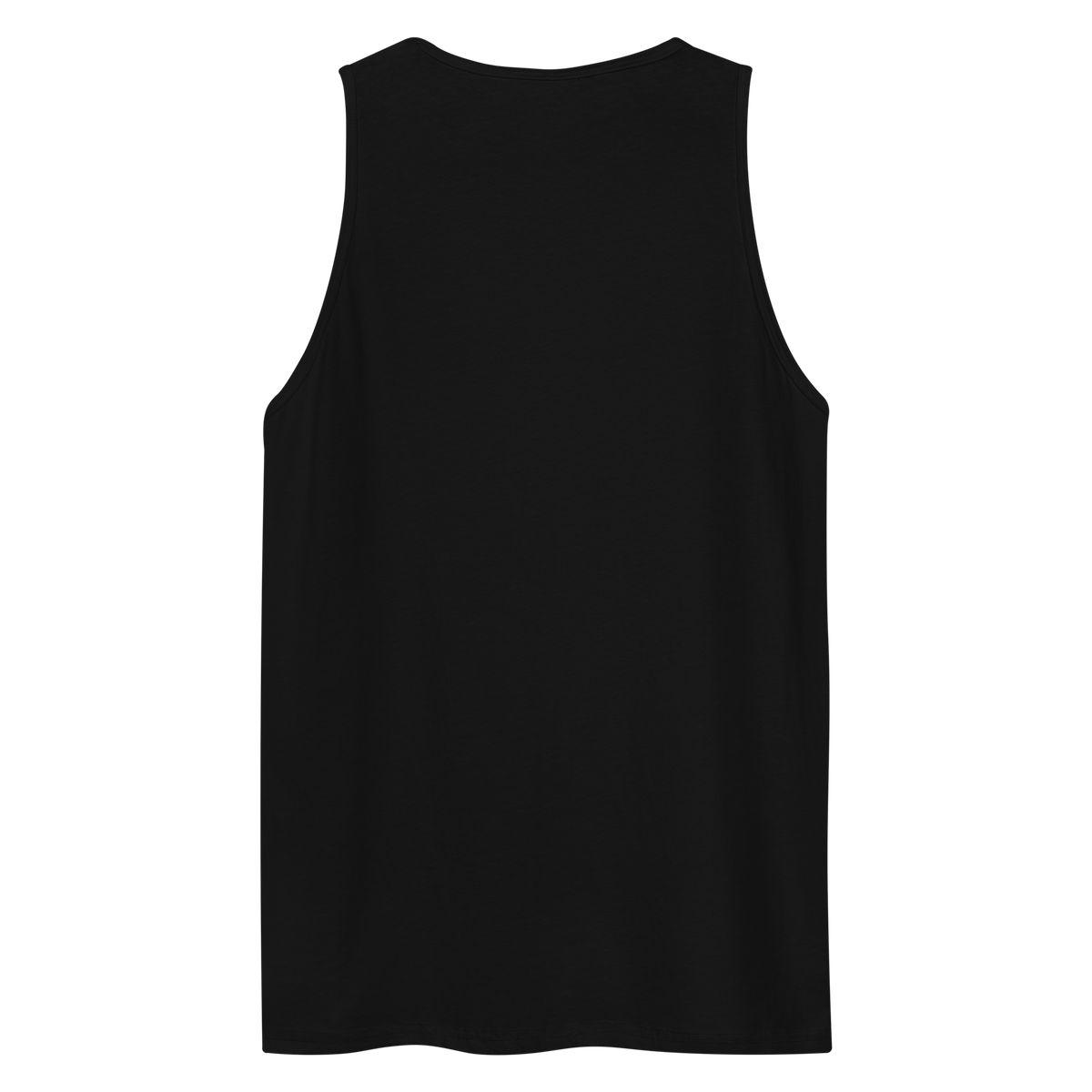 Black SIGNUMX Catholic tank top, plain back flat lay