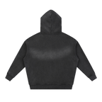 Black washed SIGNUMX Catholic zip hoodie, plain back