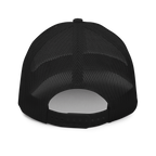 Black Amen trucker hat back, mesh panels and adjustable snapback