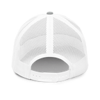 SIGNUMX Cross trucker hat, Heather Grey with white mesh – back, snapback closure