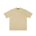 St. Catherine of Siena | Pray for Us Embroidered Heavyweight Vintage Wash Drop-Shoulder Shirt in Khaki - Front