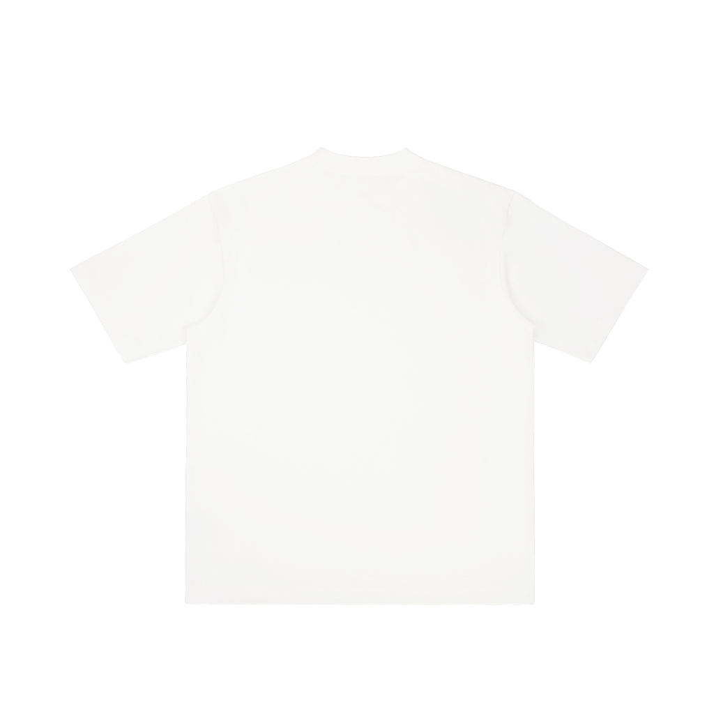 St. Catherine of Siena | Pray for Us Embroidered Heavyweight Vintage Wash Drop-Shoulder Shirt in White - Back