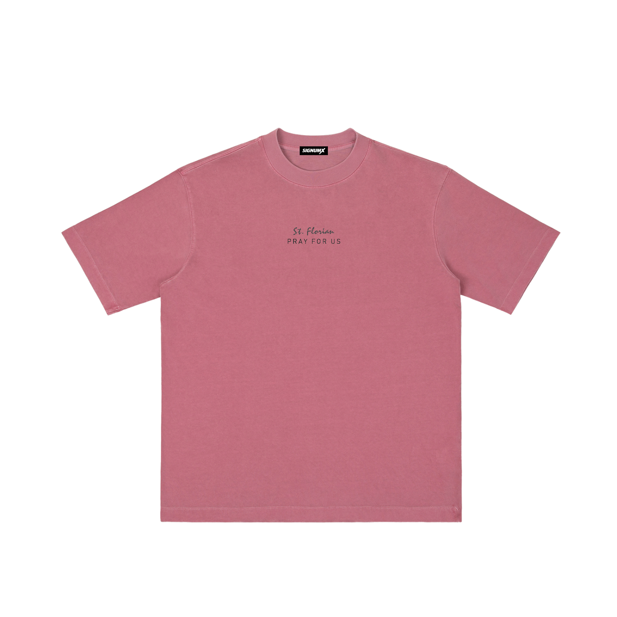 St. Florian | Pray for Us Embroidered Heavyweight Vintage Wash Drop-Shoulder Shirt in Ancora Red - Front