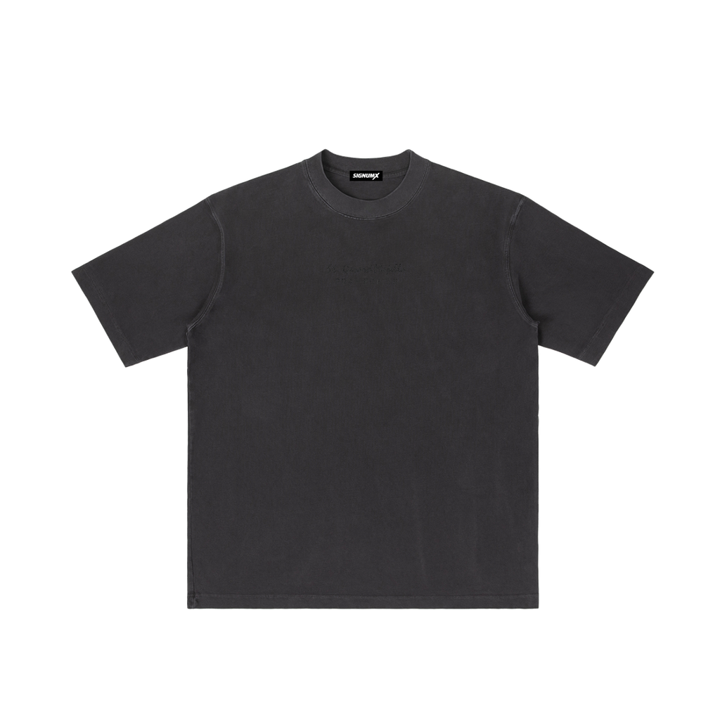 St. Gerard Majella | Pray for Us Embroidered Heavyweight Vintage Wash Drop-Shoulder Shirt in Black - Front