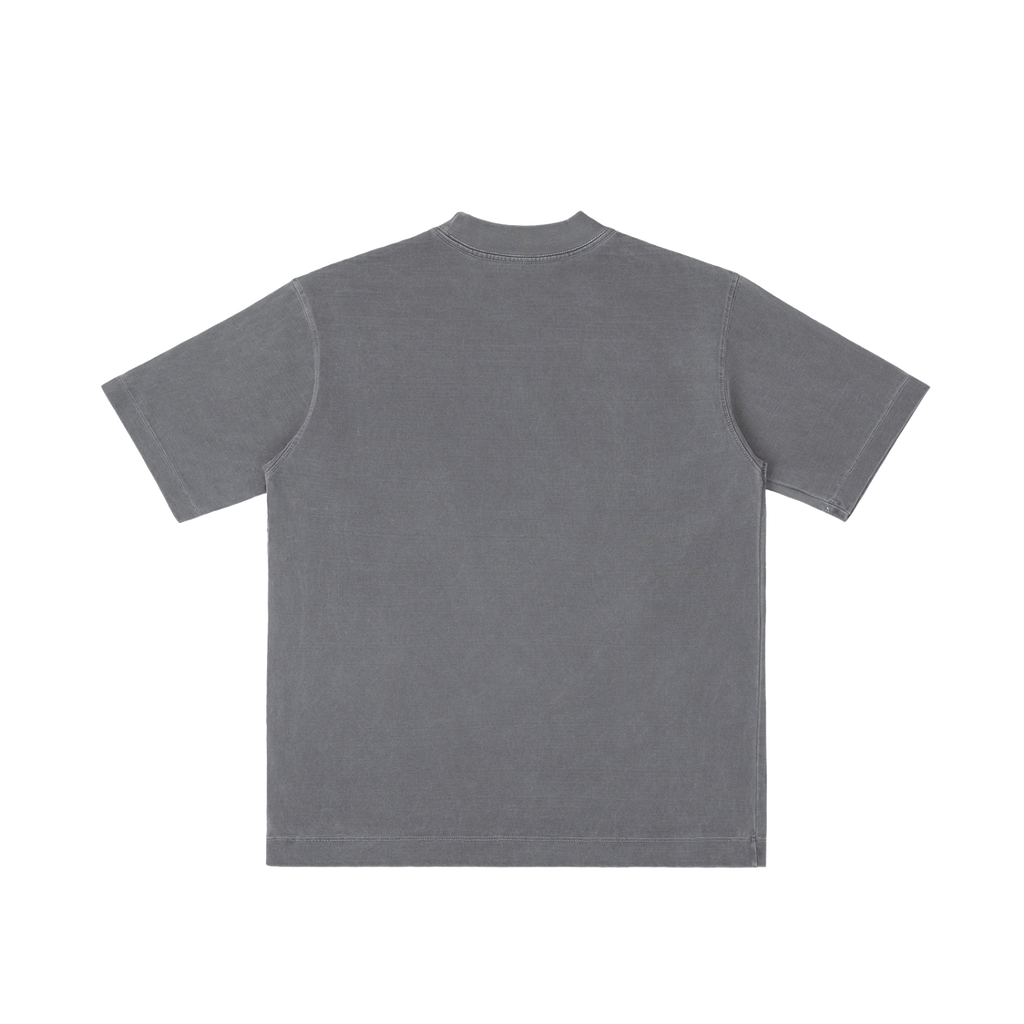 St. Gerard Majella | Pray for Us Embroidered Heavyweight Vintage Wash Drop-Shoulder Shirt in Gray - Back