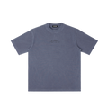St. Louis IX | Pray for Us Embroidered Heavyweight Vintage Wash Drop-Shoulder Shirt in Navy Blue - Front