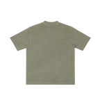 St. Luke | Pray for Us Embroidered Heavyweight Vintage Wash Drop-Shoulder Shirt in Army Green - Back