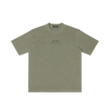 St. Luke | Pray for Us Embroidered Heavyweight Vintage Wash Drop-Shoulder Shirt in Army Green - Front