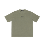 St. Luke | Pray for Us Embroidered Heavyweight Vintage Wash Drop-Shoulder Shirt in Army Green - Front