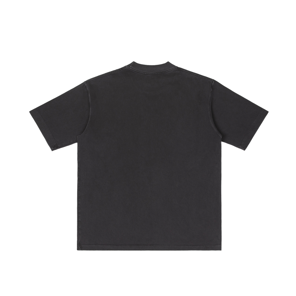 St. Luke | Pray for Us Embroidered Heavyweight Vintage Wash Drop-Shoulder Shirt in Black - Back